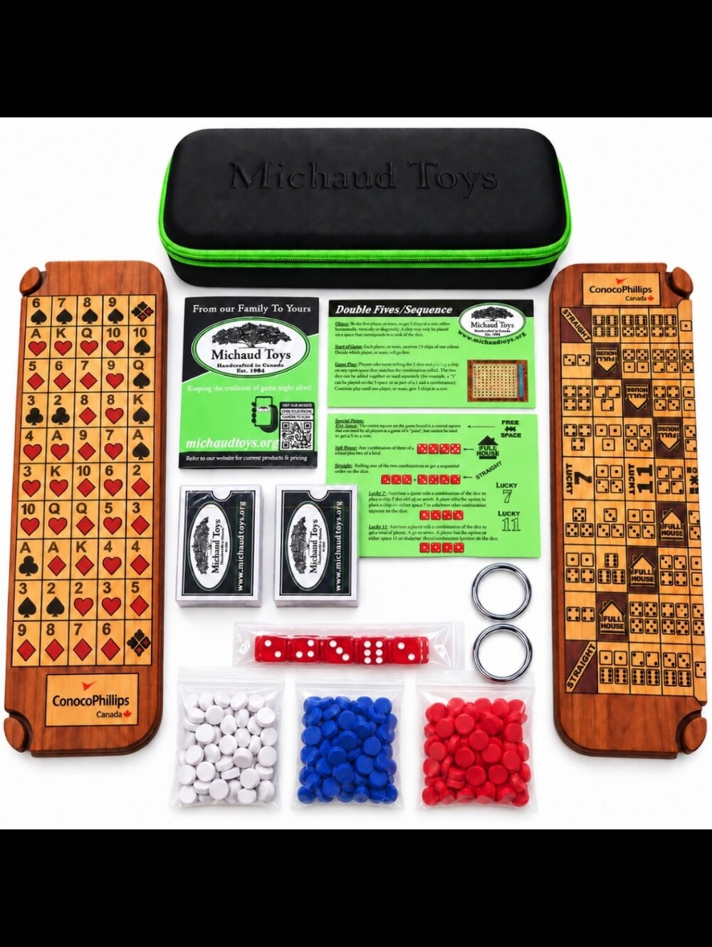 Unused Michaud Toys Double Fives Sequence Game ConocoPhillips Canada Wooden Set